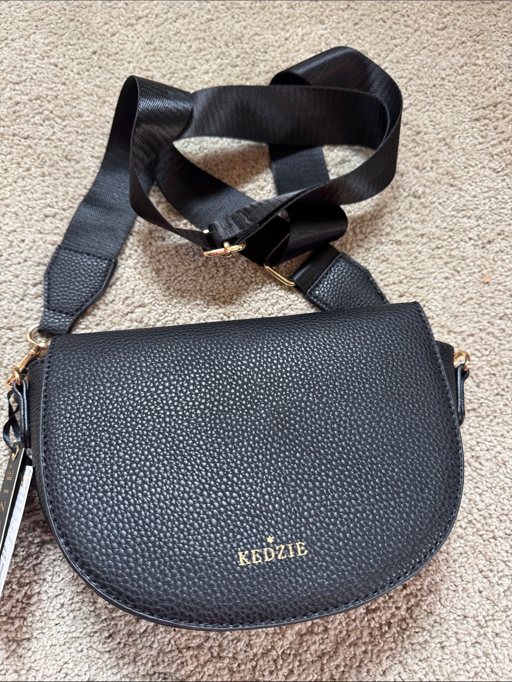 Black Pebbled Crossbody Bag